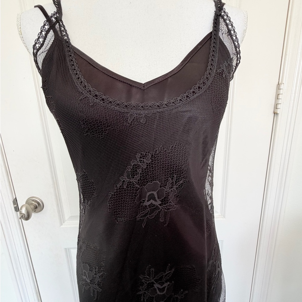 Vtg Max Studio 90s Whimsigoth Black Mesh Maxi Dress - Size M - Picture 16 of 16